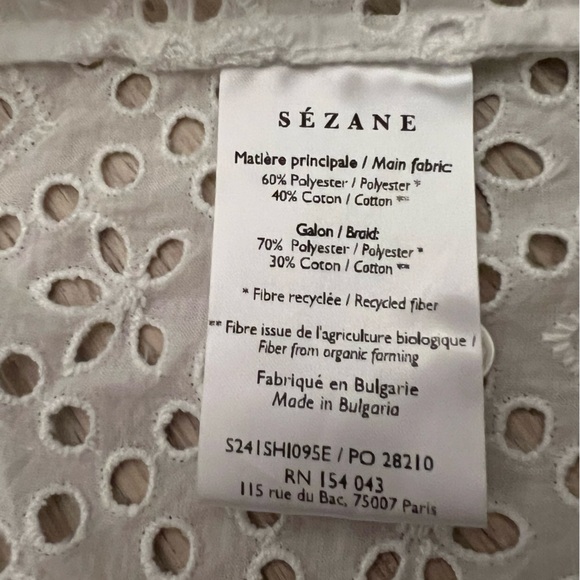 Sezane Womens Chemise Celinda Blouse Ecru White S/36 Embroidered Button Down - Picture 11 of 11